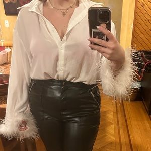 Fur Cuff Button Down